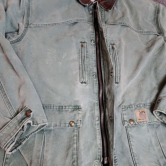 Vintage Carhartt Jacket XL 90s USA Chore Coat Blanket Lined CB2594 Distressed - Picture 5 of 16